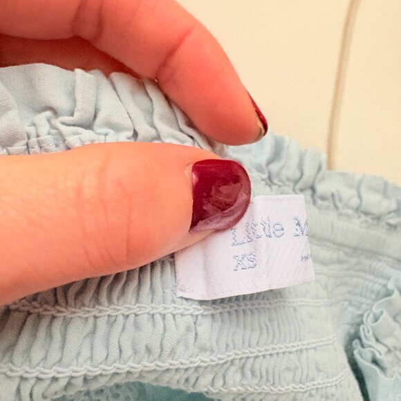 Aritzia Little Moon Nicoya Maxi Skirt Tiered Organic Cotton Blue Size XS - Picture 7 of 8